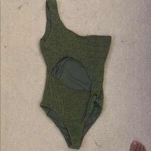 Baobab Collection Olive Green One-Shoulder Swim One Piece
